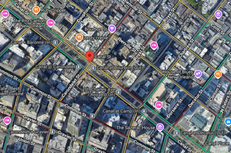 New Orleans, LA – Unrestrained Driver Injured in 2-Vehicle Accident on Canal St