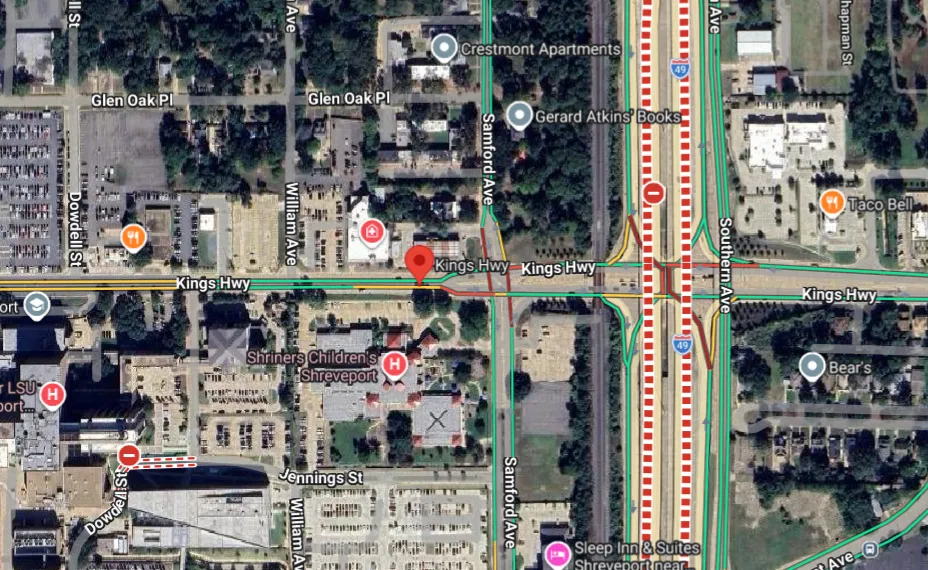 Shreveport, LA – Critical Injury in Rear-End Crash on Kings Hwy